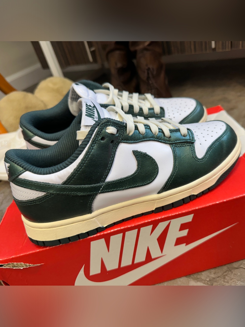Nike Women’s  Low-Profile Sneakers - White & Forest Green